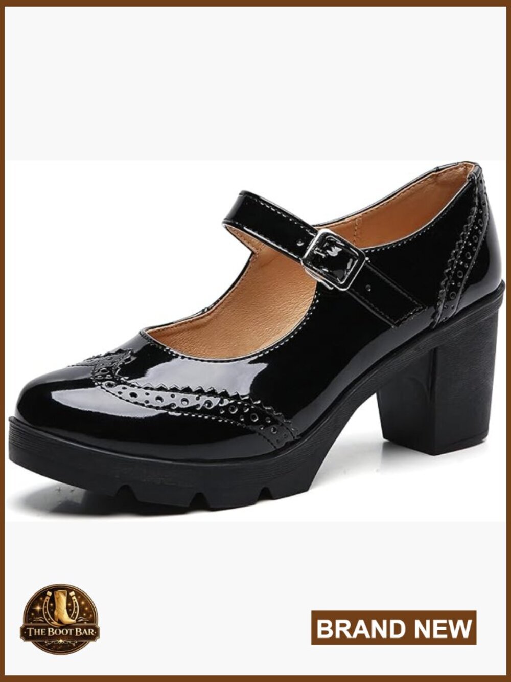 Chunky Low Block Heels Mary Jane Closed Toe Work Pumps Comfortable Round Toe